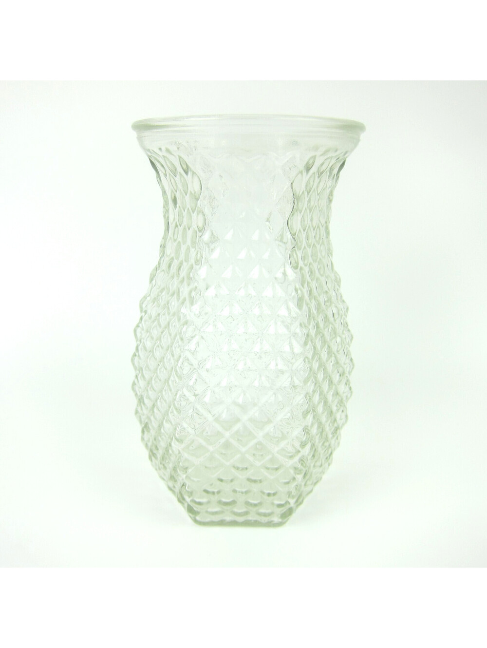 Vintage Hoosier Glass Vase Diamond Pattern Pineapple 6" Mid-Century Modern 1950s